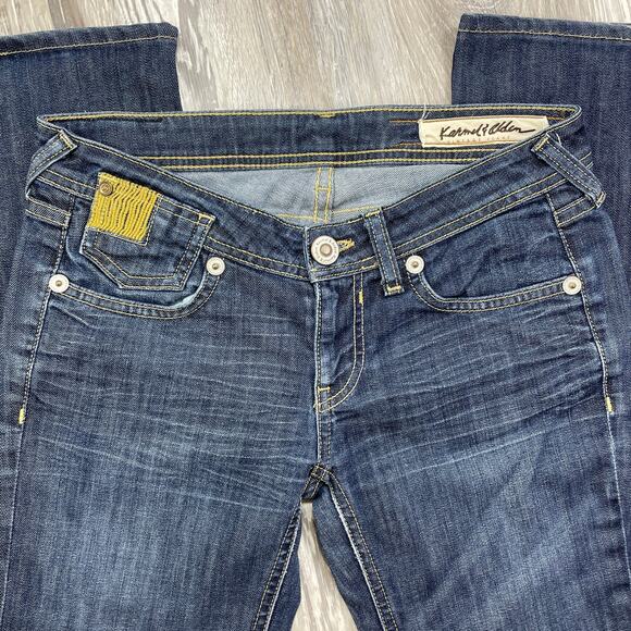 Karmel Alden 26 Jeans Low Rise Flare Flap Pocket Blue Denim Vintage 3kas8169 - Picture 11 of 12